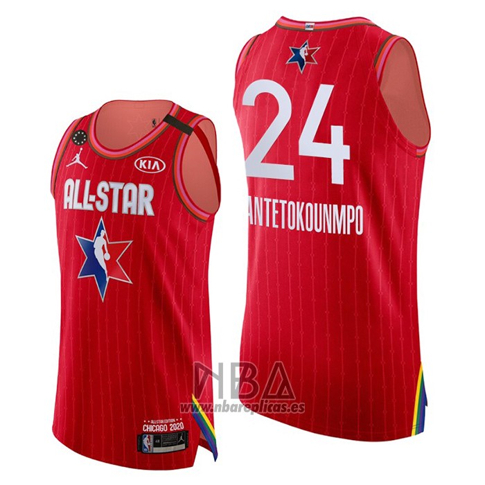 Camiseta All Star 2020 Milwaukee Bucks Giannis Antetokounmpo NO 24 Autentico Rojo